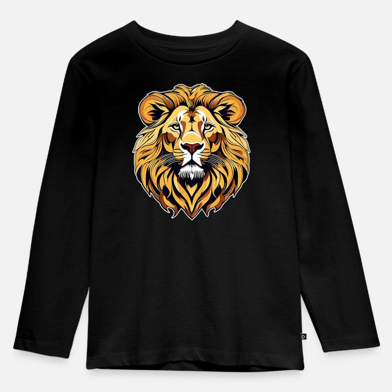 Stolzer Löwe - Kinder Premium Bio Langarmshirt - Schwarz