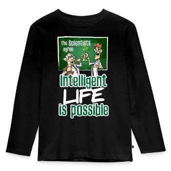 Scientist agree intelligent life is possible - Kinder Premium Bio Langarmshirt - Schwarz - Vorne - AI Model Kid Male (0cm)