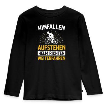 Radfahrer Bike Fahrrad - Kinder Premium Bio Langarmshirt - Schwarz - Vorne - AI Model Kid Male (0cm)