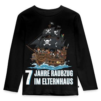 7th Birthday Pirates - Kids' Premium Longsleeve Shirt - black - Front - AI Model Kid Male (0cm)