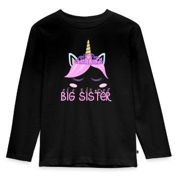 Big Sister Unicorn - T-shirt manches longues Premium Enfant - noir - Devant - AI Model Kid Male (0cm)