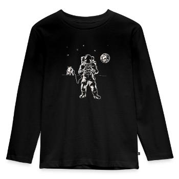 Astronaut Moon Space Spaceship Heart - Kids' Premium Longsleeve Shirt - black - Front - AI Model Kid Male (0cm)