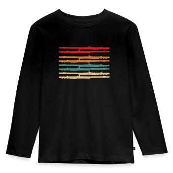 Flûte Vintage Instrument Flûte Transversale Musique - T-shirt manches longues Premium Enfant - noir - Devant - AI Model Kid Male (0cm)