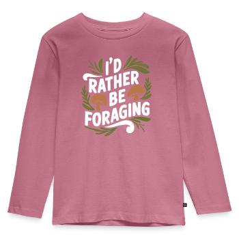 Ich würde lieber Pilze sammeln Pilze lieben - Kinder Premium Bio Langarmshirt - Mauve - Vorne - AI Model Kid Female (0cm)