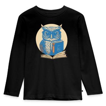 Owl Reading Book - Kids' Premium Longsleeve Shirt - black - Front - AI Model Kid Male (0cm)