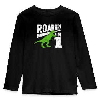 ROARRR! Je suis 1 année Dino T-shirt anniversaire - T-shirt manches longues Premium Enfant - noir - Devant - AI Model Kid Male (0cm)