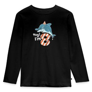 Yay! J'avais huit ans! 8ème Anniversaire enfant dauphin doux - T-shirt manches longues Premium Enfant - noir - Devant - AI Model Kid Male (0cm)