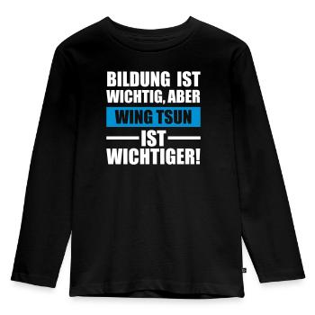 WingTsun Sportart - Kinder Premium Bio Langarmshirt - Schwarz - Vorne - AI Model Kid Male (0cm)