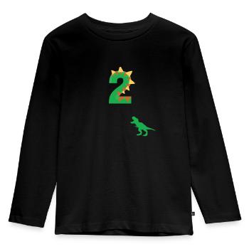 T Shirt for 2 birthday with dinomotiv funny child - Kids' Premium Longsleeve Shirt - black - Front - AI Model Kid Male (0cm)