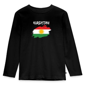 Kurdistan kurdisch Fahne Flagge - Kinder Premium Bio Langarmshirt - Schwarz - Vorne - AI Model Kid Male (0cm)