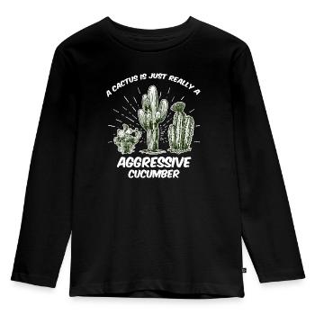 Cactus cactus gift - Kids' Premium Longsleeve Shirt - black - Front - AI Model Kid Male (0cm)