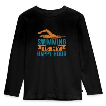 Swimming water saying swimmer - Kids' Premium Longsleeve Shirt - black - Front - AI Model Kid Male (0cm)