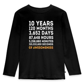 10th Birthday Girl or Boy, 10 Year Birthday Gift - Kinder Premium Bio Langarmshirt - Schwarz - Vorne - AI Model Kid Male (0cm)