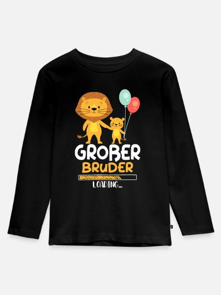 Großer Bruder Loading Löwe - Kinder Premium Bio Langarmshirt - Schwarz