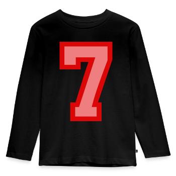 Coole Retro Retrostyle Jersey Nummer Rückennummer - Kinder Premium Bio Langarmshirt - Schwarz - Vorne - AI Model Kid Male (0cm)