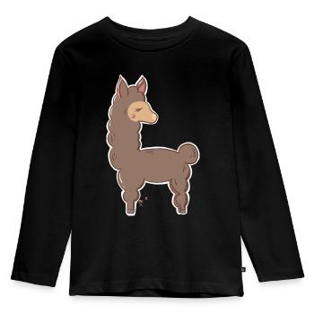 Alpaka Señorita Susi - Kinder Premium Bio Langarmshirt - Schwarz - Vorne - AI Model Kid Male (0cm)