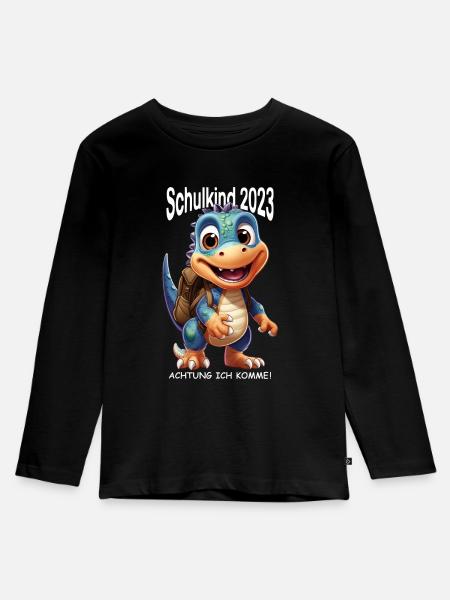 Schulstart 2023 - Kinder Premium Bio Langarmshirt - Schwarz
