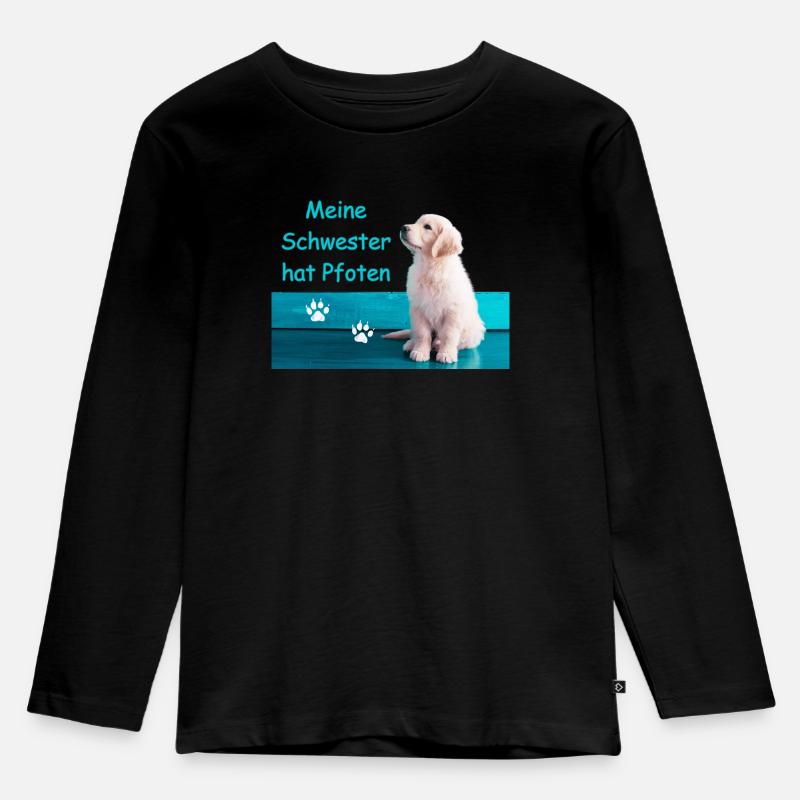 Labradorwelpe - Kinder Premium Bio Langarmshirt - Schwarz
