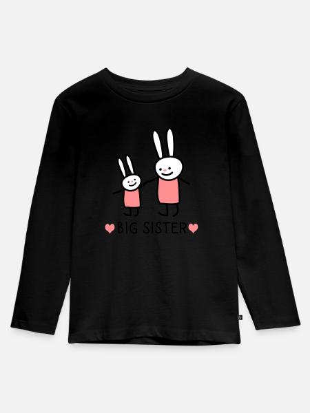 Große Schwester - Kinder Premium Bio Langarmshirt - Schwarz