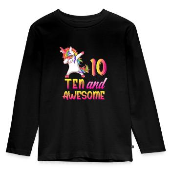 10th Birthday Girl Gift, 10 Years Old Girl Gifts - Kinder Premium Bio Langarmshirt - Schwarz - Vorne - AI Model Kid Male (0cm)