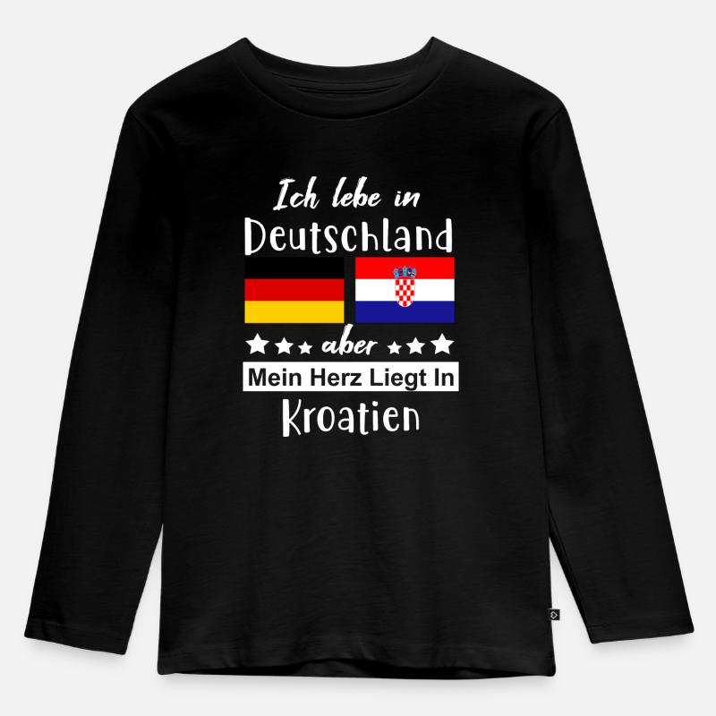 Deutschland Kroatien - Kinder Premium Bio Langarmshirt - Schwarz