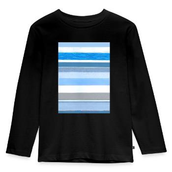 Streifen blau weiß - Kinder Premium Bio Langarmshirt - Schwarz - Vorne - AI Model Kid Male (0cm)