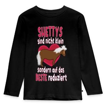 Shetland Pony Shetty - Kinder Premium Bio Langarmshirt - Schwarz - Vorne - AI Model Kid Male (0cm)