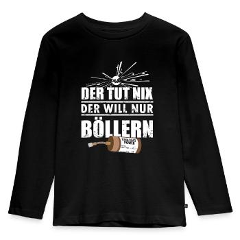 Silvester Pyro will Böllern - Kinder Premium Bio Langarmshirt - Schwarz - Vorne - AI Model Kid Male (0cm)