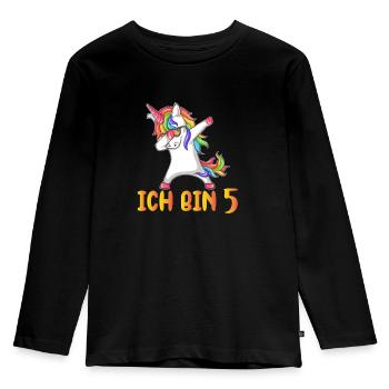 Ich bin 5 - Kinder Premium Bio Langarmshirt - Schwarz - Vorne - AI Model Kid Male (0cm)