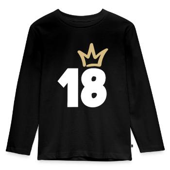 18th Birthday Golden Crown - Kids' Premium Longsleeve Shirt - black - Front - AI Model Kid Male (0cm)