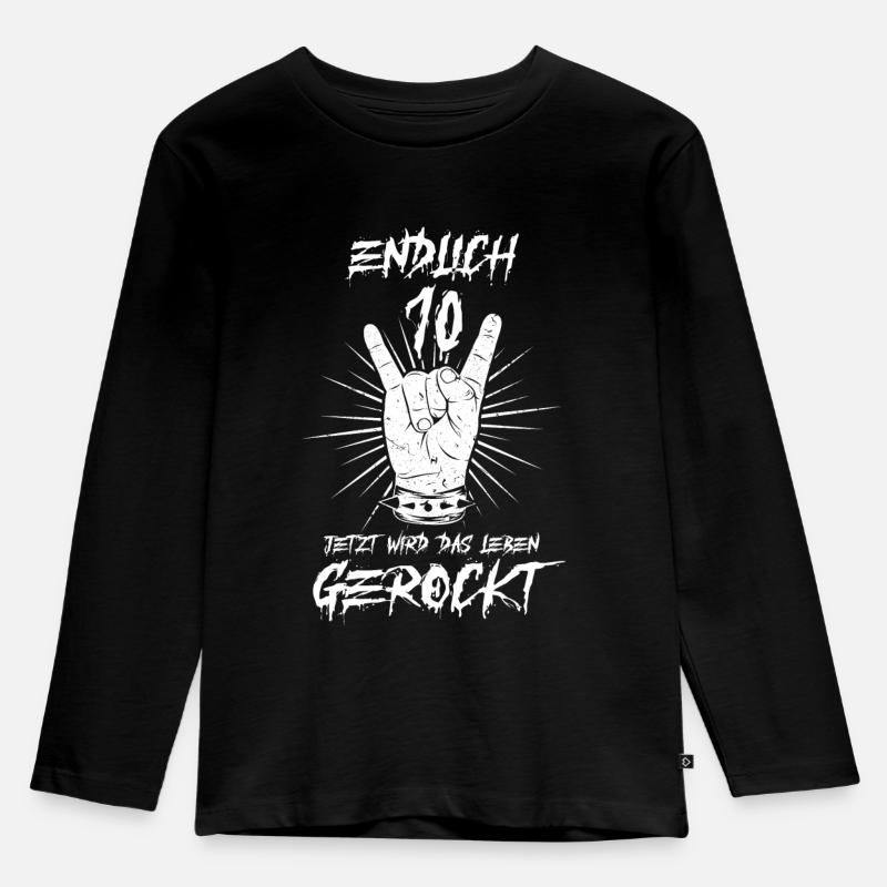 ENDLICH 10 - 10. Geburtstag - Kinder Premium Bio Langarmshirt - Schwarz