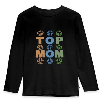 TOP-MAMA-TOP-MOM - Kinder Premium Bio Langarmshirt - Schwarz - Vorne - AI Model Kid Male (0cm)