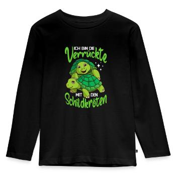 Verrückte Mit Den Schildkröten - Schildkröte - Kinder Premium Bio Langarmshirt - Schwarz - Vorne - AI Model Kid Male (0cm)
