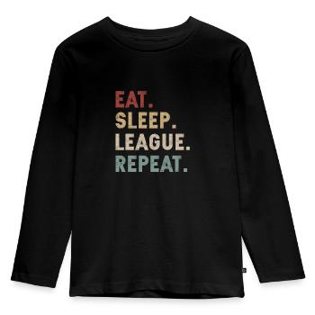 eat sleep league repeat - Kids' Premium Longsleeve Shirt - black - Front - AI Model Kid Male (0cm)