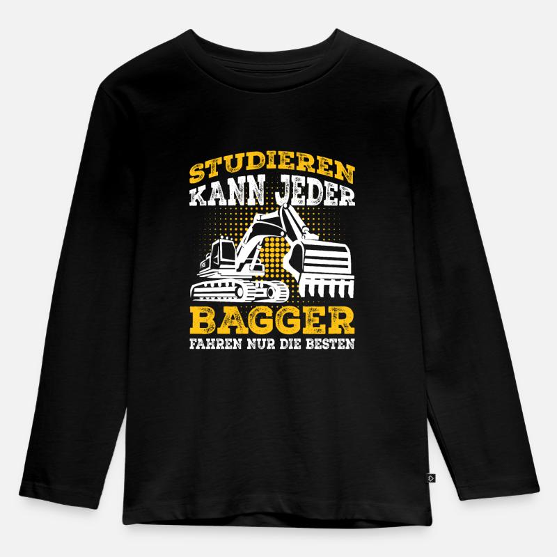 Baggerfahrer Sprüche Bagger Geschenk - Kinder Premium Bio Langarmshirt - Schwarz