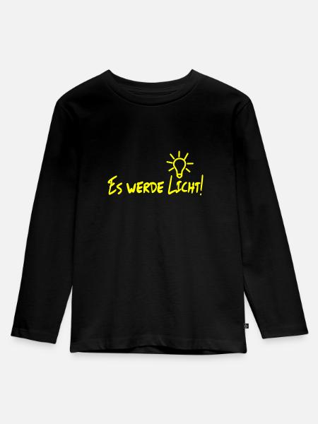 Es werde Licht! - Kinder Premium Bio Langarmshirt - Schwarz