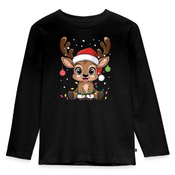 Renne Noël Noël Pull Mignon - T-shirt manches longues Premium Enfant - noir - Devant - AI Model Kid Male (0cm)