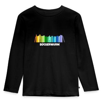 Bücherwurm - Kinder Premium Bio Langarmshirt - Schwarz - Vorne - AI Model Kid Male (0cm)