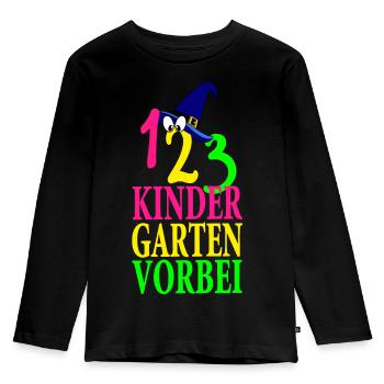 123 Kindergarten vorbei Zauberspruch Comic - Kinder Premium Bio Langarmshirt - Schwarz - Vorne - AI Model Kid Male (0cm)