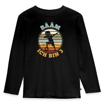 BÄÄM Ich bin 3 Dabbing Geburtstagsshirt 3 Jahre Ju - Kinder Premium Bio Langarmshirt - Schwarz - Vorne - AI Model Kid Male (0cm)