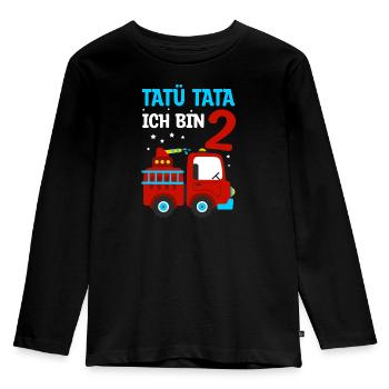 Feuerwehr Kind Feuerwehrauto Blaulicht Geschenkide - Kinder Premium Bio Langarmshirt - Schwarz - Vorne - AI Model Kid Male (0cm)