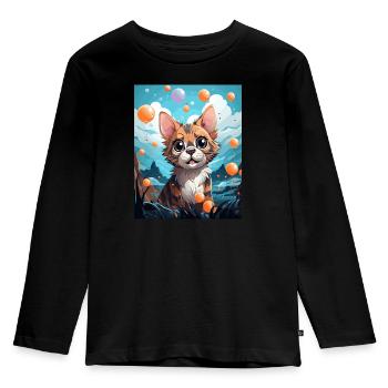 Chat du Bengale - T-shirt manches longues Premium Enfant - noir - Devant - AI Model Kid Male (0cm)