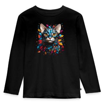 Chat du Bengale - T-shirt manches longues Premium Enfant - noir - Devant - AI Model Kid Male (0cm)