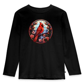 Cardinal Vogel rouge - T-shirt manches longues Premium Enfant - noir - Devant - AI Model Kid Male (0cm)