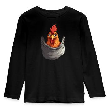 Poulet en poche - T-shirt manches longues Premium Enfant - noir - Devant - AI Model Kid Male (0cm)