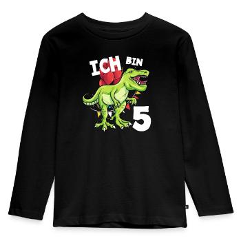 Ich bin 5 Jahre Dinosaurier 5. Geburtstag - Kinder Premium Bio Langarmshirt - Schwarz - Vorne - AI Model Kid Male (0cm)