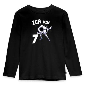 Ich bin 7 Jahre Fußball 7. Geburtstag - Kinder Premium Bio Langarmshirt - Schwarz - Vorne - AI Model Kid Male (0cm)