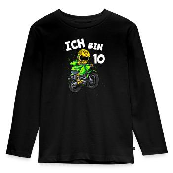 Ich bin 10 Jahre Motorcross 10. Geburtstag - Kinder Premium Bio Langarmshirt - Schwarz - Vorne - AI Model Kid Male (0cm)