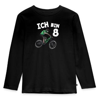 Ich bin 8 Jahre Mountainbike 8. Geburtstag - Kinder Premium Bio Langarmshirt - Schwarz - Vorne - AI Model Kid Male (0cm)