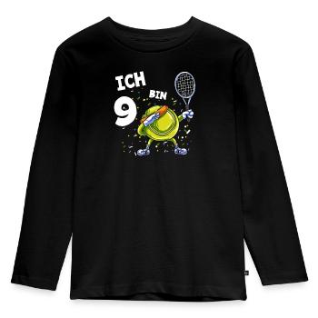 Ich bin 9 Jahre Tennis 9. Geburtstag - Kinder Premium Bio Langarmshirt - Schwarz - Vorne - AI Model Kid Male (0cm)